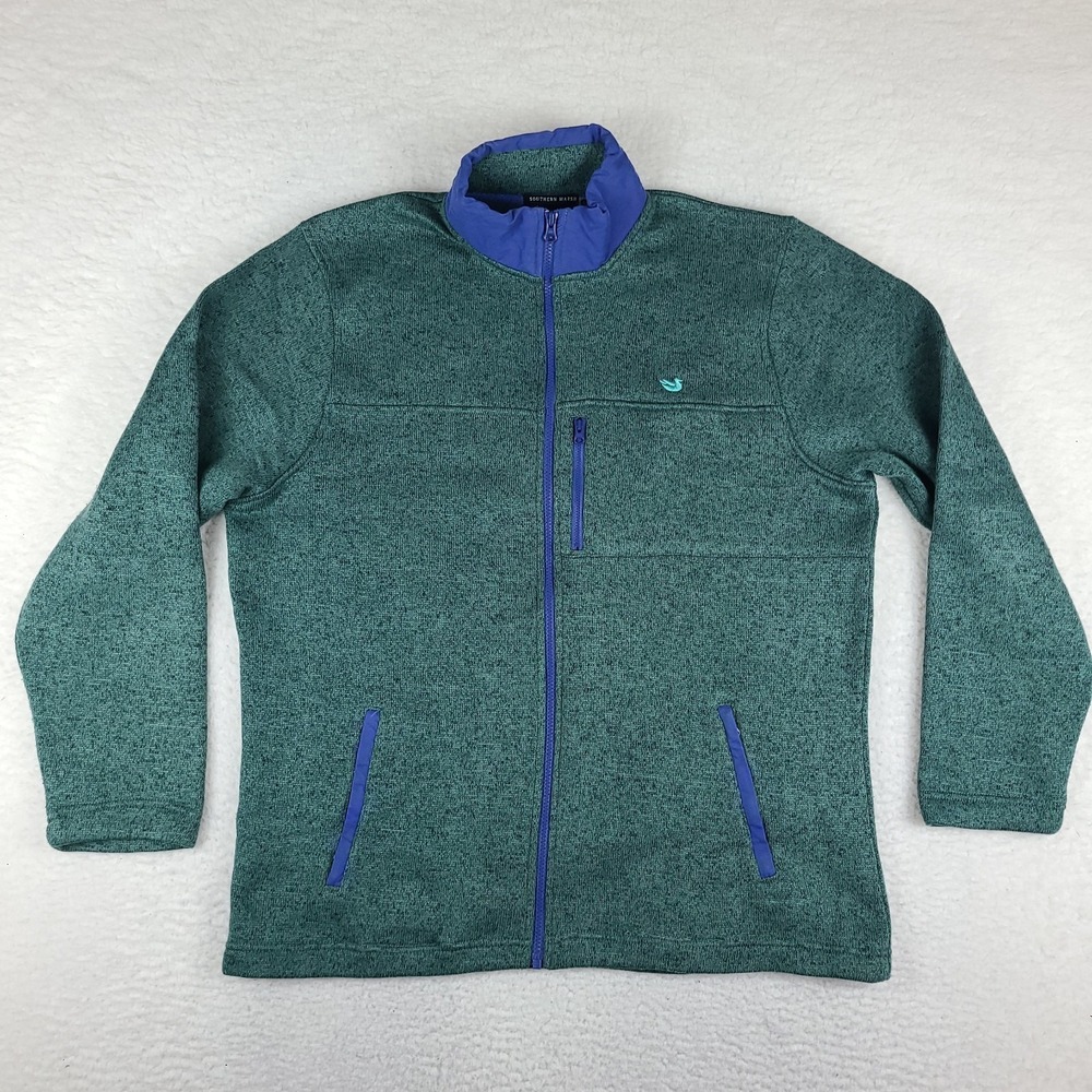 Southern Marsh Sweater Mens Large Green FieldTec Fleece Full Zip Zipper‎ Pocket
